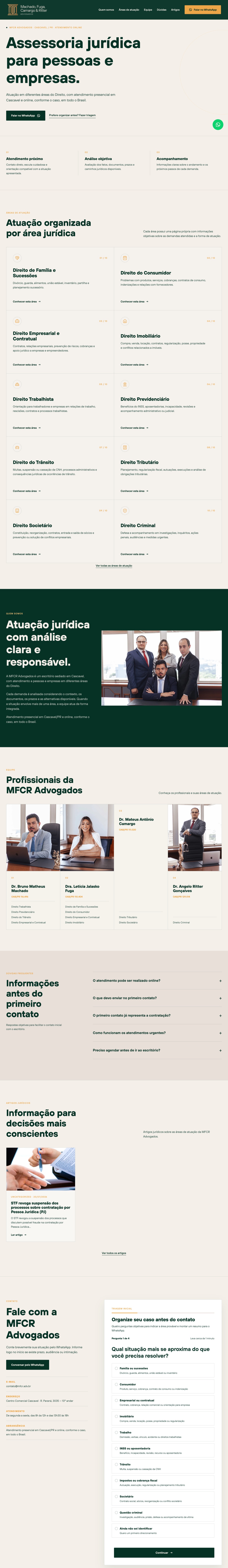 Página do site MFCR Advogados